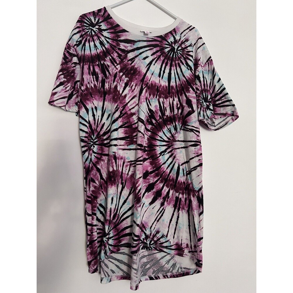 LuLaRoe Hudson XL X-Large Top Shirt Tie Dye Pink Burgundy Mint White